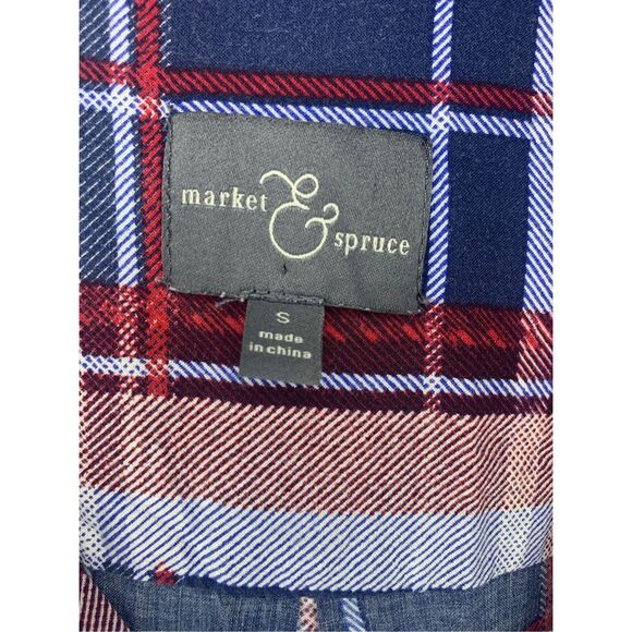 Market & Spruce Stitch Fix Womens Blouse Size Small Blue Pink 1/2 Button Hi-Low - Picture 3 of 5